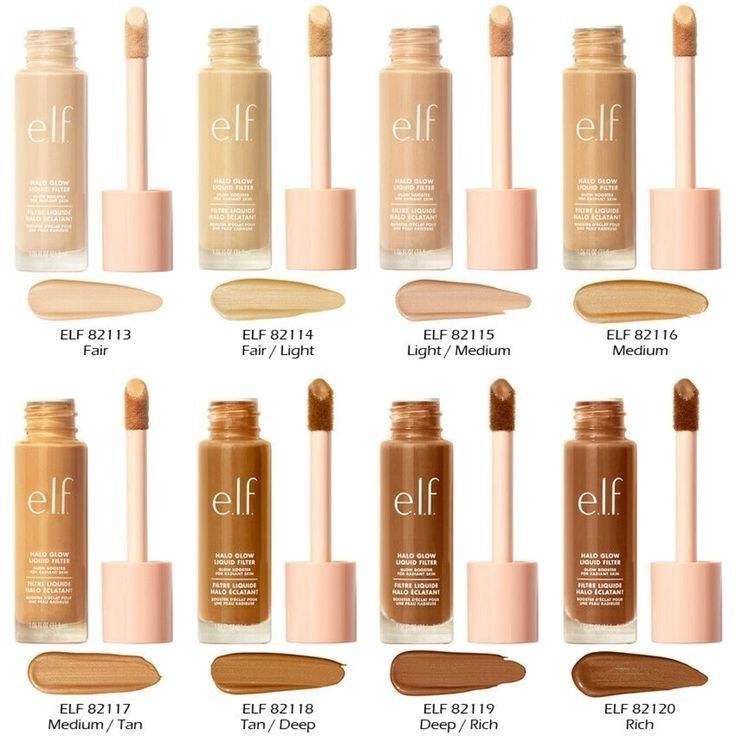e.l.f. Halo Glow Liquid Filter bottle with radiant glow on skin
